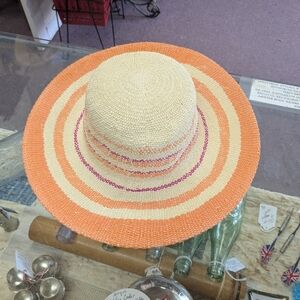 New Janie And Jack Baby Girl Orange and Pink Sun Hat